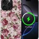 Magnetic Phone Case for iPhone 15 Pro Max,Compatible with MagSafe,Durable 2 Layers Full Covered Shockproof Protective Cover-Love Story Pink Rose