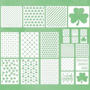22 Pcs Shamrocks Cookie Stencils for Royal Icing, St Patricks Day Clover & Irish Gnome Templates, Reusable PET Baking Stencils in Assorted Sizes for Cookies, Desserts & Crafts