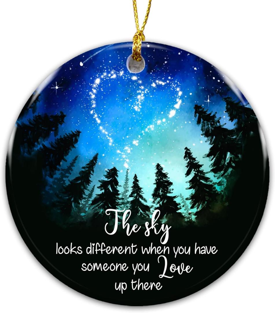 3 x Memorial Ornament The Sky Looks Different When You Have Someone You Love Up There Remembrance Ornament for Loss of Loved One Sympathy Gift Keepsake Bereavement Christmas Ornament