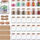Mini Yogurt Jars 7 oz, 30 Pack Glass Jars with Cork Lids, Candle Containers with Label Tags and String for Wedding favors, Candy, Bath Salts, Spices, Pudding