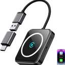 Wireless CarPlay Adapter for iPhone & Android, 2-in-1 Apple CarPlay Wireless Adapter, Plug & Play, Low Latency, USB-A/C, Converts Wired to Wireless CarPlay (iOS 10+, Android 11+)