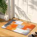 Orange and Gray Abstract Art Painting Bathroom Rugs Mat Non Slip Super Absorbent Stain Resistant Quick Dry Thin Bathroom Rug-Bath Mats for Bathroom Floor Bathtub,16"x24"
