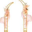 SATBIR 2pcs Large Wedding Arch with Base Flower Stand Arch Bracket Stand Backdrop Stand For Wedding Party Elegant Decorations & Garden Climbing Plants Vines,8.2&6.9 FT-Gold