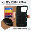 TUCCH Case for iPhone 14 Pro Max Case Wallet, [TPU Shockproof Inner Shell], PU Leather [RFID Blocking] 4 Card Holder Magnetic Stand Protective Cover Compatible with iPhone 14 Pro Max, Textured Brown