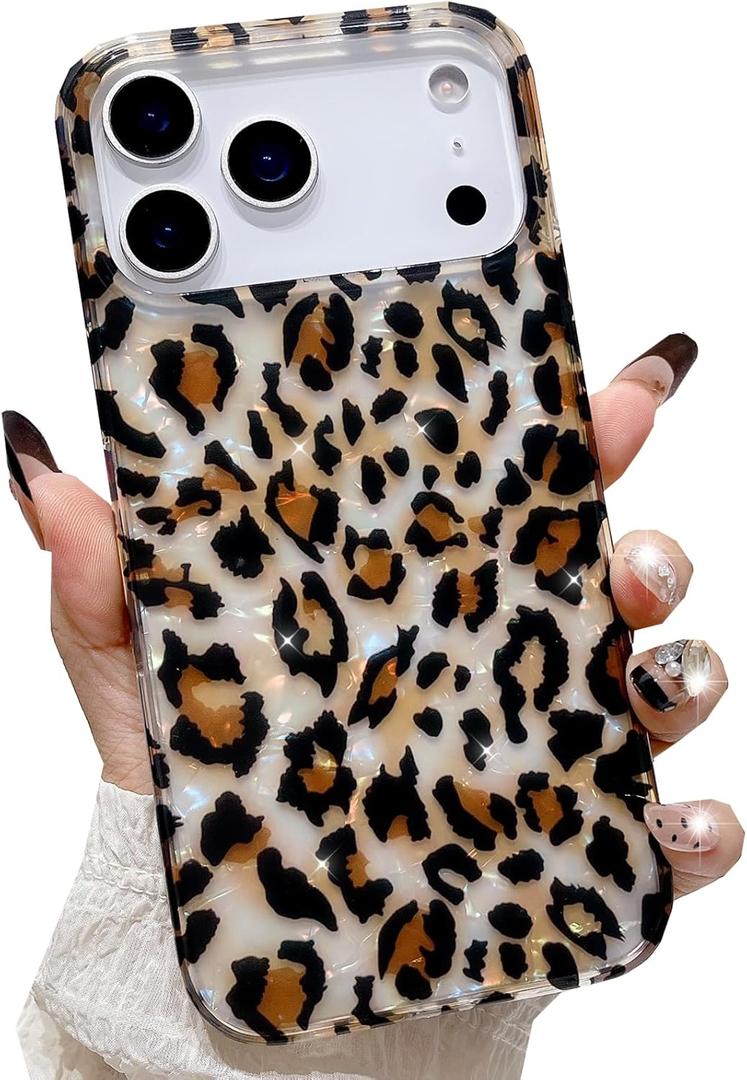 Changjia for iPhone 17 Pro Max Leopard Print Case,Cute Luxury Sparkle Translucent Clear Vintage Cheetah Print Soft TPU Silicone Protective Phone Case for Girls Women for iPhone 17 Pro Max 6.9",Cheetah