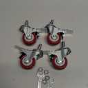 Finnhomy Swivel Caster Wheels 3 Inch Threaded Stem Casters Set of 4 Heavy Duty 3/8"-16 x 1 Anti-wear Polyurethane Industrial Castor Wheels for Cart/Furniture Load Bearing 2200 Lbs Smooth Casters Red