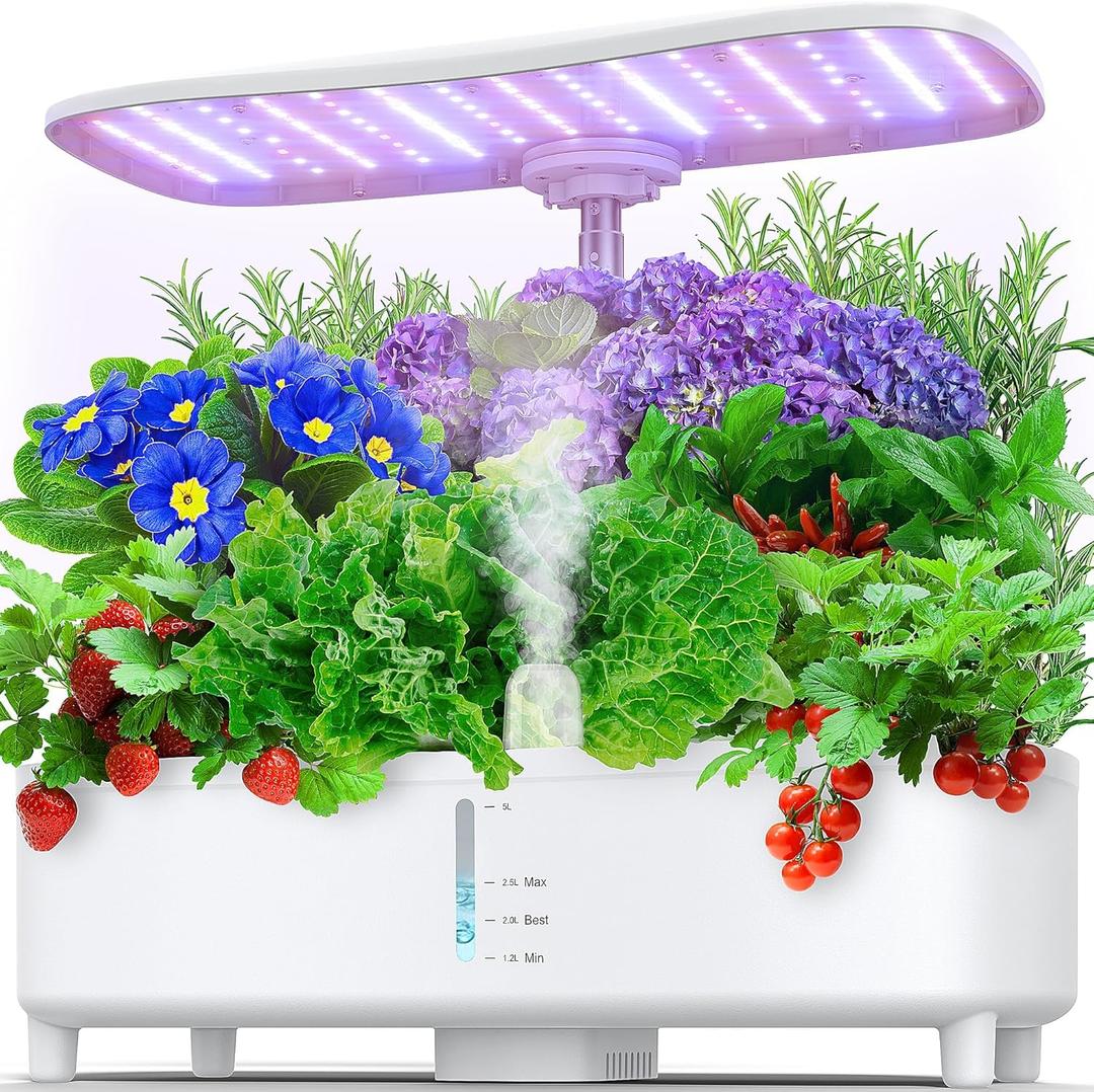 Hydroponics Growing System Kit 15 Pods Misting Indoor Gardening System Indoor Garden Gardening Gifts for Women 5L Water Capacity 48W Grow Light Herb Garden