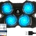 KLIM Wind Laptop Cooling Pad - More Than 500 000 Units Sold - New Version - The Most Powerful Rapid Action Cooling Fan - Laptop Stand with 4 Cooling Fans at 1200 RPM - USB Fan - PS5 PS4 - Cyan (Turquoise)