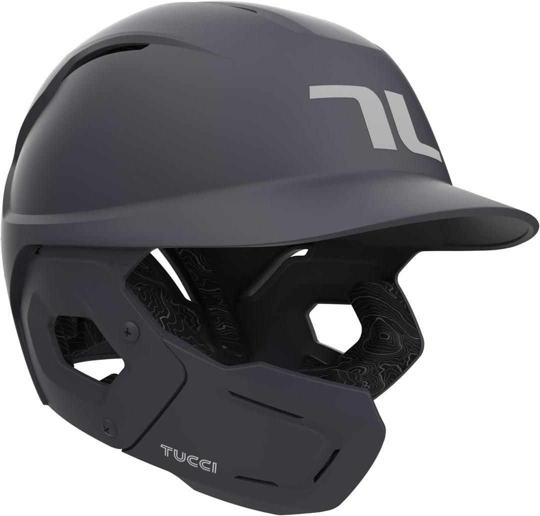 TUCCI Potenza Batting Helmet with Jaw Flap, S/M, Matte Navy, Left-Handed Hitter
