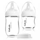 Gulicola Natural Glass Baby Bottle Newborn Set, 3 oz and 5 oz with Extra Slow Flow & Slow Flow Nipple, Anti Colic, 0-3 Months, 2 Pack - White (Clear)