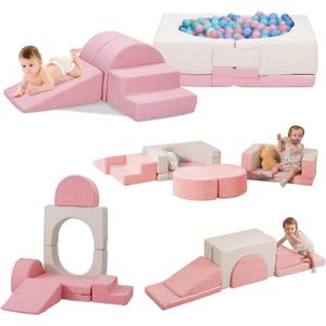 8PCS Toddler Foam Climbing Blocks, Convertible Ball Pit, Soft Foam Toddler Climbing Toys, Indoor Soft Play Equipment (Ball Not Included)
