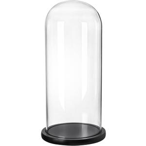 ZOOFOX 13.8 Inch Tall Glass Dome with Base, Clear Glass Empty Display Cloche, Decorative Bell Jar for Succulents, Collectibles, Fairy Lights, Photos, Medals, Keepsakes, Heirlooms