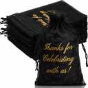 Riakrum 100 Pcs Sheer Organza Bags Wedding Favor Mesh Drawstring Bags Thank You Gift Bag for Guests Candy Candy Gift Bag for Wedding Favors, Bridal Shower, Anniversary, Birthday(4 x 6 Inch,Black)