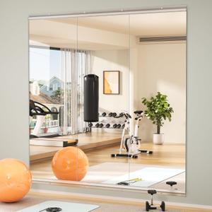 Hasipu Home Gym Mirror 55"x17"(Each)-1 Piece Large Full Body Mirror for Yoga, Large Wall Mirror Full Length for Fitness, Garage, Dance Studio, 0.16in Tempered Glass Frameless Mirror-UL