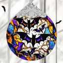 Christmas Ornament, Stained Glass Ornament, Christmas Decorations for Tree, Holiday Ornament, Unique Gift Idea - Bats in The Dark