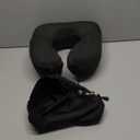 MLVOC Travel Pillow 100% Pure Memory Foam Neck Pillow, Comfortable & Breathable Cover, Machine Washable, Airplane Travel Kit, and Luxury Bag, Standard (Black)