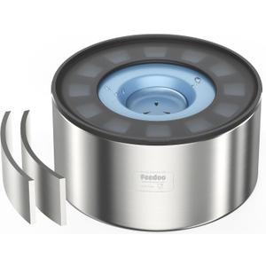 1Gallon No Spill Water Bowl for Dogs, Double-Wall Stainless Steel with Splash-Proof Paws Lid and Floating Disk, Non-Slip Base, Easy to Clean Slow Water Feeder for Large Medium Dogs (3.8L, Blue)