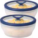 Anyday 2-Pack (2-Cup) Glass Microwave Egg Cooker - BPA Free & Plastic Free Microwave Egg Poacher - Meal Prep & Cookware | Stackable Airtight Nontoxic Storage Container with Vented Lid (Frosted)
