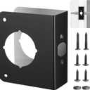Lock and Door Reinforcer, Door Lock Reinforcement Plate, Stainless Steel Home Security Door Lock Plate with 1-3/8" Thickness, 2-3/8" Backset, and 2-1/8" Bore (Black)