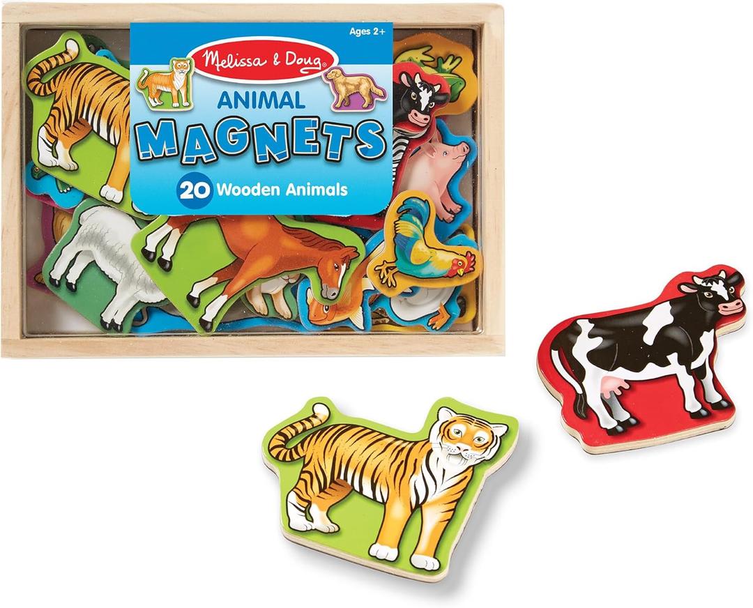 Melissa & Doug Wooden Animal Magnets Set (20 Pieces)  Farm, Zoo & Pet Fridge Magnets in Storage Box  Montessori Preschool Learning Toys for Toddlers & Kids Ages 2+ - FSC-Certified