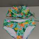 ROSEWE Womens Double Straps Bikini Sets, V-Neck Triangle Top with Mid-Waisted Briefs, Two Piece Colorful Halter Swimsuits Large