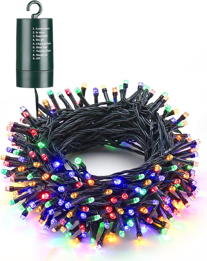 Flacchi Multi-Color Christmas Lights, 66 ft 200 LED Battery Operated String Lights Waterproof 8 Modes & Auto Timer Mini Lights for Xmas Decorations, Home, Party, Holiday Decor Outdoor Indoor