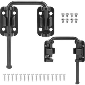 HBL' Sliding Glass Door Lock, Patio Sliding Door Child Lock & Loop Latch  Flexible for Uneven Doors, 2-3/8" Hardened Steel, Extra Home Security, Black, 2 Pack