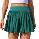 OQQ Womens Mesh Tennis Skirts High Waisted Golf Skirt Flowy Pickleball Skirt with Shorts, L, Green