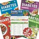 HAMIEW 5 Pack Diabetes Food List and Meal Planner Stop Guessing What to Eat, Diabetic Cookbooks with 80+ Recipes for Prediabetes Type 1 & 2, Glycemic Index (GI) Guide, A1C Chart, Serving Size