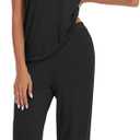 WiWi Bamboo Viscose Pajamas for Women Super Soft Short Sleeve Pajama Set with Pants Cooling Pjs Lightweight Loungewear XXL (B-charcoal Heather)