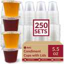 Reli. 5.5 oz Small Containers with Lids (250 Sets) | Jello Shot Cups with Lids | Clear Plastic Condiment Containers | 5 oz Portion Cup | 5oz Sauce