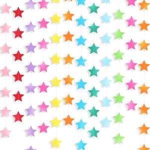 Patelai Glitter Star Garland Banner Decor, 130 Feet Star Hanging Bunting Banner Bright Backdrop for 2025 Graduation Prom Wedding Birthday Christmas Party Supplies(Rainbow)
