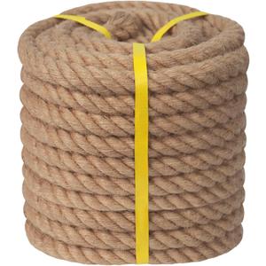 Twisted Manila Rope (2 Inch x 65 Feet) Natural Jute Rope Thick Hemp Rope for Docks, Nautical, Railings, Swing, Decorating