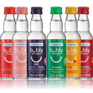 SodaStream - Bubly Fruit Drops for Sparkling Water | Natural Fruit Flavor | Zero Calories, No Sweeteners | Create Your Own Bubly with SodaStream | Variety Pack, Bubly Original, Pack of 6 | 8 Fl Oz (EXP 06/22/26)