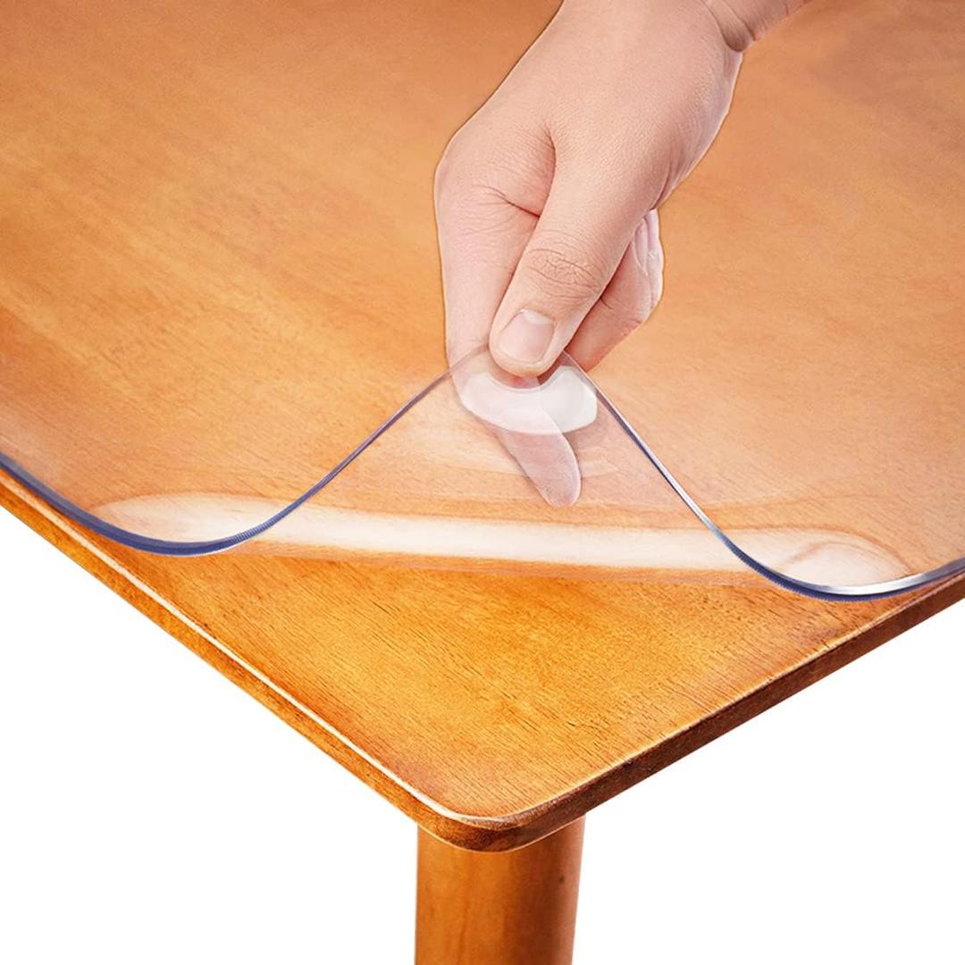Bobetter 1.5mm Thick Round Vinyl PVC Crystal Desk Cover Protector Clear Desk Cover Round Vinyl Desk Pad PVC Plastic Table Cover for Office Dresser Night Stand Computer & Writing Desk Tabletop 32 Inch