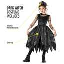 Morph Kids Gothic Witch Costume For Girls - Black Witch Dress For Kids - Spooky Halloween Outfit For Girls (10-12 years) L