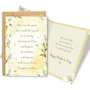 Sweet Floral Mother's Day Card for Mom, Mother's Day Card Gift from Son Daughter, Happy Mothers Days Cards for Her