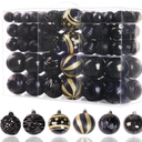100PCS Christmas Ball Ornaments, Assorted Shatterproof Christmas Tree Decorations, Seasonal Decorative Hanging Baubles Decor Set for Xmas/Holiday/Party, Glitter&Painting Ornament Set (Black Gold)