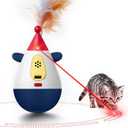 Laser Cat Toys for Indoor Cats, Automatic Interactive Cat Toy, Rechargeable 360 Auto-Spin Self-Balancing Laser Pointer with Catnip Hole & Feather, 3-Speed Random Trajectories for Bored Cats