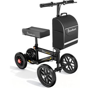 All Terrain Steerable Knee Scooter Crutch AlternativeDeluxe Medical Scooter Double Handbrake,for Adults Injured Ankle & Foot Recovery Scooter in Black