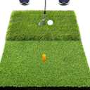 SAPLIZE Foldable Heavy-Duty Golf Hitting Mat with 10mm EVA Backing for Indoor/Outdoor Swing & Chipping, Golf Accessories & Gift for Men & Women (Dual-Turf Mat)