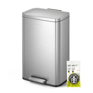 EKO Madison Matte Stainless 50 Liter/13.2 Gallon Step Trash Can w/Inner Liner - Fingerprint Resistant Finish