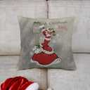 Vintage Christmas Throw Pillow Cover 18x18  Retro Girl Mailbox Holiday Cushion Case with Snowflakes and Gifts  Classic Decorative Farmhouse Accent for Couch or Living Room Decor