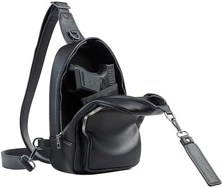 CCW Sling bag for Women & Men-Cusual EDC bag with fast access-Concealed carry crossbody bag for Women & Men-Include universal fast draw Holster (Zipper Black)