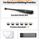 Grand Slam Baseball Bat Set, Includes 1 Plastic Bat, 6 Perforated Balls and 4 Throw Down Bases for Youth, Teenagers, Adults, 32.5"