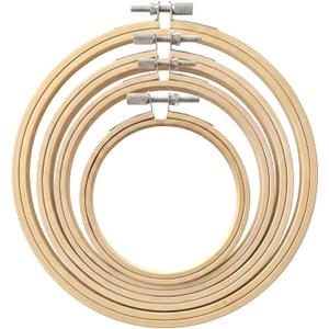 4Pcs Round Embroidery Hoops, 3/4/5/6 inch Round Adjustable Cross Stitch Hoop Frame Small Bamboo Embroidery Frames for Art Craft Handy Sewing Decoration