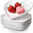 DELLING Heart Shaped Plates Set of 6, 7.3 Inch Ceramic Dessert Salad Plates - White Dinner Plates for Appetizer Steak Snack, Microwave Oven Safe, Gift for Valentines Thanksgiving Christmas