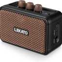 LEKATO Mini Guitar Amplifier, Dual Speakers 5W, Rechargeable Electric Guitar Amp Bluetooth with Clean Overdrive, 6H Working, Headphone Jack, Portable Small Amp for Practice AG-04 (Brown)
