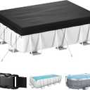 10x16 FT Rectangular Pool Cover, Solar Pool Cover for Above Ground Pool, Swimming Pool Cover Including Buckle, Drawstring and Ground Nails for Rectangular or Oval Pools
