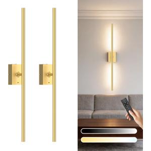 Battery Operated Wall Sconce Set of Two - 10000mAh Cordless Rechargeable Wall Sconces with Remote & Touch Control, 360°Rotate, 4CCT Dimmable Gold Wall Lights for Bedroom Living Room, 31.5 inch
